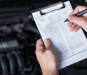 Examen y formulario de la ITV en un coche